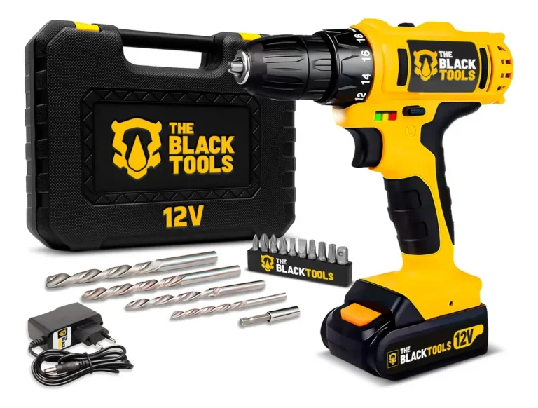 Furadeira Parafusadeira Sem Fio A Bateria Tb-12e 12v 38 10mm Com Maleta E Acessórios The Black Tools