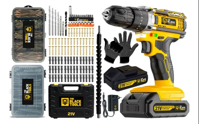 Parafusadeira Furadeira de Impacto Sem Fio 21V – Kit 300 Peças + 2 Baterias